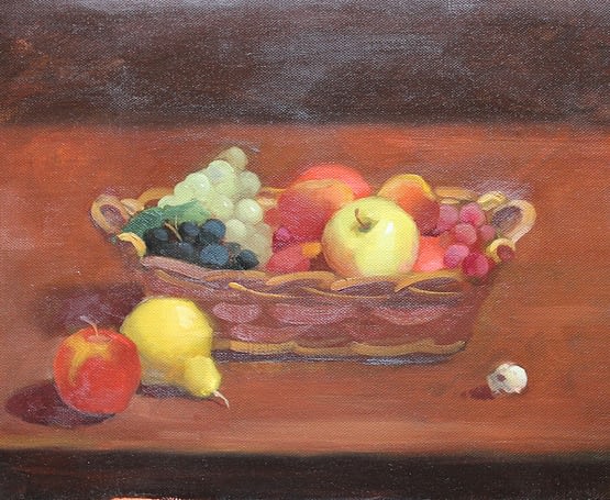Wright Moore - Oil Painter | Oil Painting of Long Fruit Basket Shot with Canon Camera
