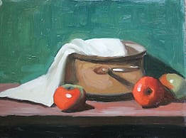 Couscousiere with apples, 12x16