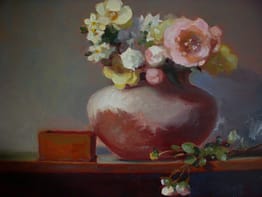 Mexican Vase with Flowers, Box, 16x20