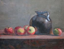 Jug with granny apples, 14x18