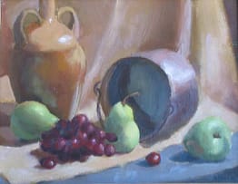 Green Pears, Pot and Jug, 12x16