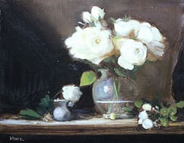 White Roses on Brown, 16x20