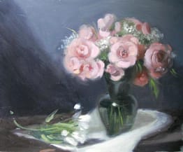 Pink Roses in Glass Vessle, 16x20