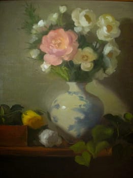Peonies in Decorative Vase, 24x20