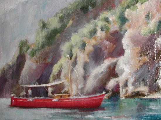 Red Boat in Positano, 14x18